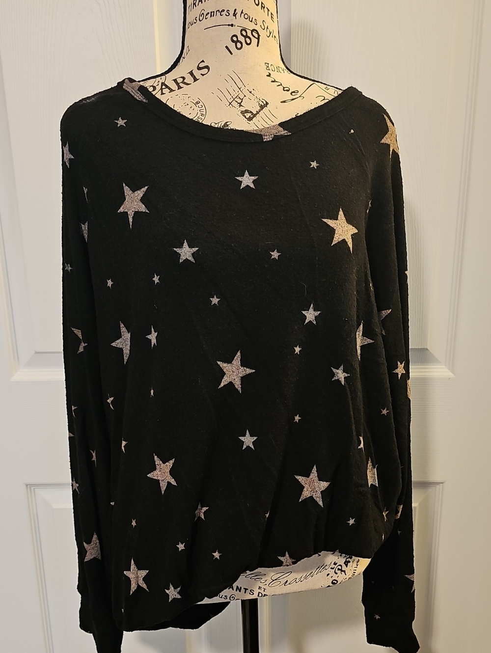 Buffalo David Bitton Black Star-Print Long Sleeve Top